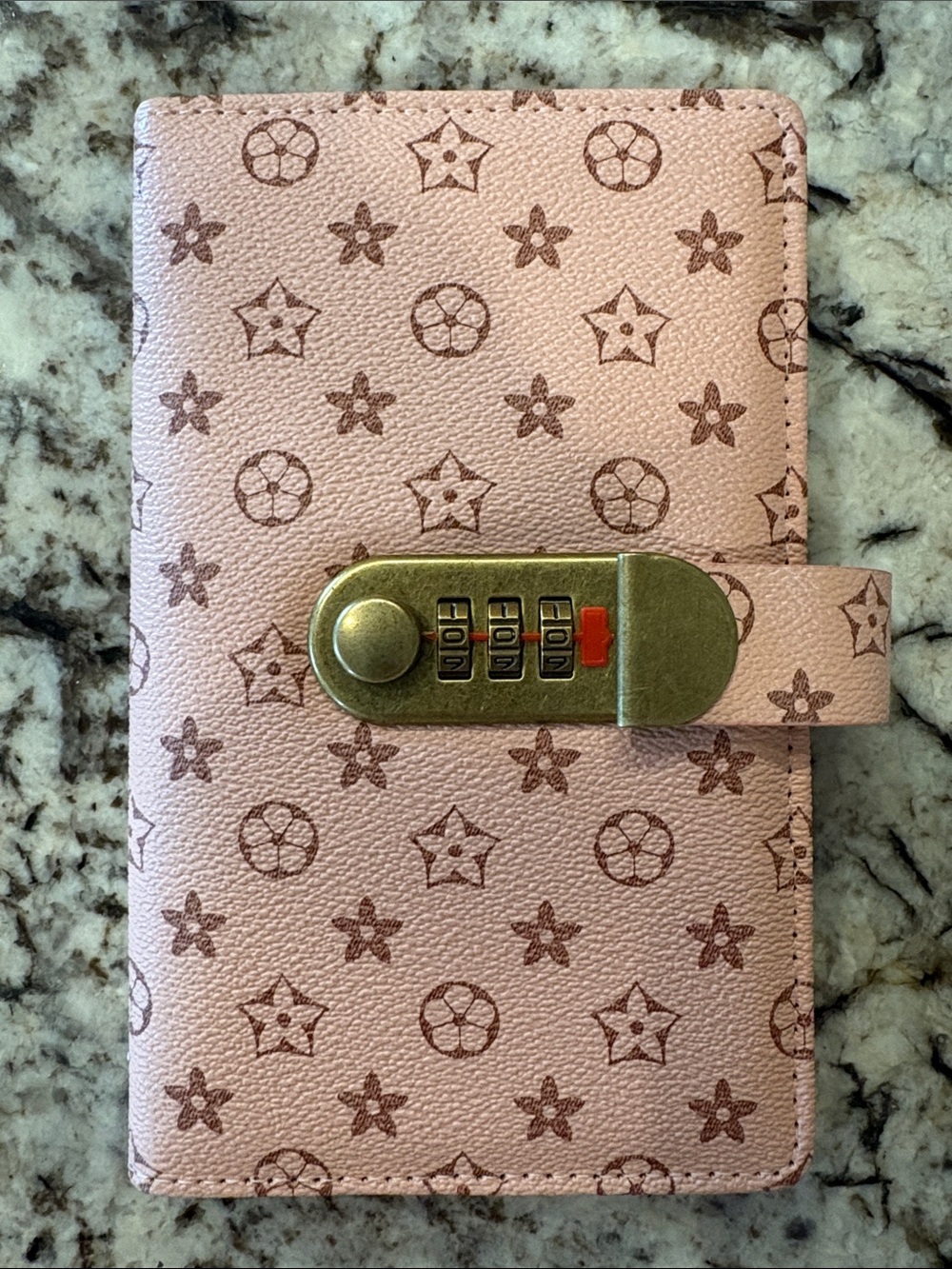 Pink Patterned money saving binder with Combination Lock.